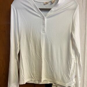 Levi's White Ribbed Henley Shirt